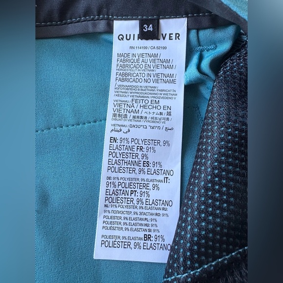 Quicksilver Amphibian Shorts Size 34 Turquoise Beach Casual Boardshorts Stretch - Picture 6 of 9